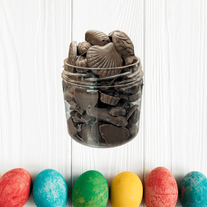 Small Organic Dark Chocolate Easter Eggs and Subjects Filled with Praline