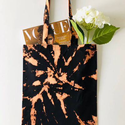 Black Tie Dye Cotton Tote Bag