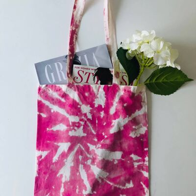 Pink Tie Dye Cotton Tote Bag