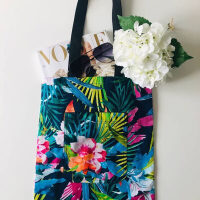 Tropical Floral Print Tote Bag
