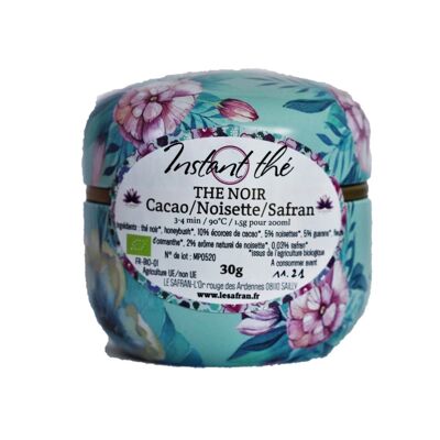 Thé noir bio Cacao Noisettes Safran, 30g, 20 tasses