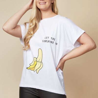 Camiseta Oversize Banana en Blanco Talla Única