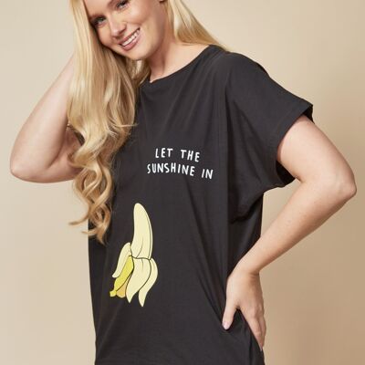 Übergroßes Bananen-T-Shirt in Schwarz Einheitsgröße