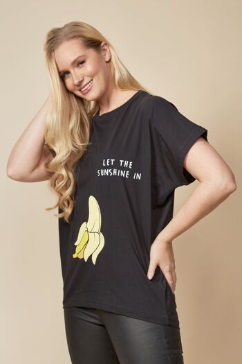 T-shirt banane surdimensionné en noir Taille unique 1