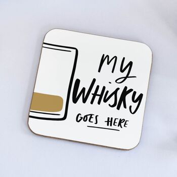 Mon whisky va ici Coaster Drinks Coaster Bar Decor Gift 1