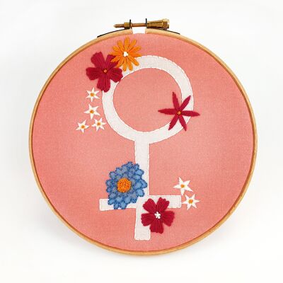 Paquete de tela con patrón de bordado del símbolo de Venus feminista
