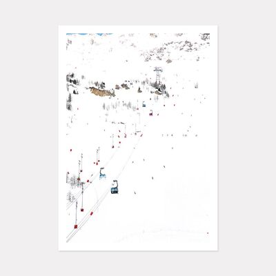 VAL D'ISERE BUBBLES MOUNTAIN ART PRINT - A3 (42cm x 29.7cm) unframed print
