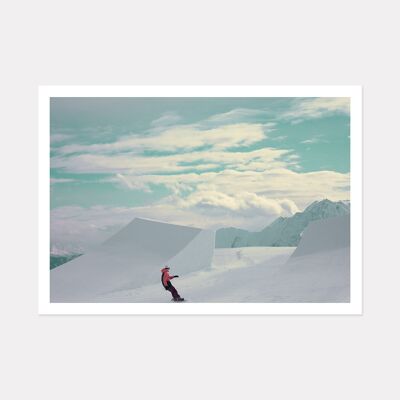 SNOWBOARD MOUNTAIN ART PRINT - A2 (59.4cm x 42cm) unframed print