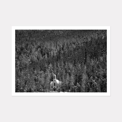 SNOW TREE MOUNTAIN ART PRINT - A2 (59.4cm x 42cm) unframed print