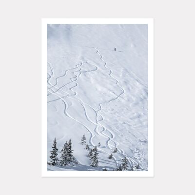 SNOW TRACKS MOUNTAIN ART PRINT - A3 (42cm x 29.7cm) unframed print