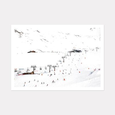 SKI RUN MOUNTAIN ART PRINT - A2 (59.4cm x 42cm) unframed print