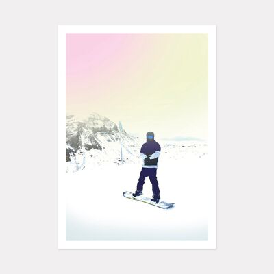 SNOWBOARD SUNSET ART PRINT - A2 (59.4cm x 42cm) unframed print