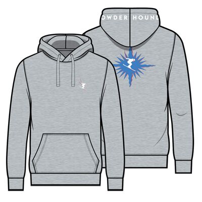 Powderhound grey ski star hoodie