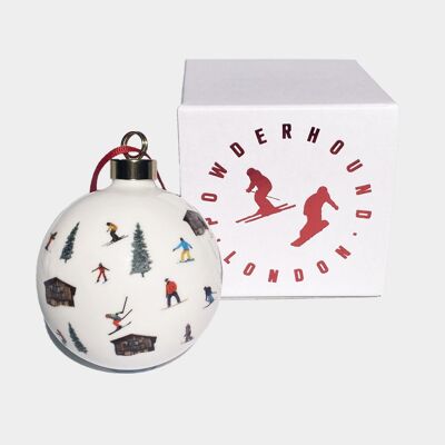Powderhound christmas bauble - hut skiing - single
