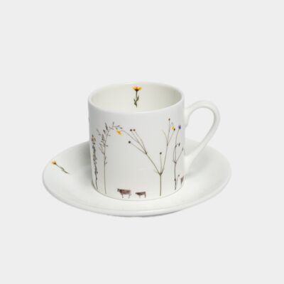 Powderhound alpine flower espresso cup and saucer