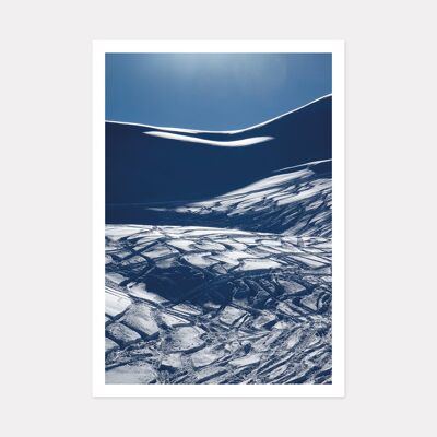 BLUE TRACKS, SKI ART PRINT - A2 (59.4cm x 42cm) unframed print