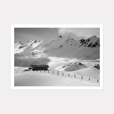 VAL D'ISERE HUT SKI ART PRINT - A3 (42cm x 29.7cm) unframed print