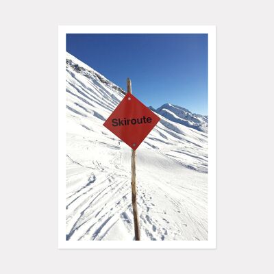 SKI ROUTE MOUNTAIN ART PRINT - A3 (42cm x 29.7cm) unframed print