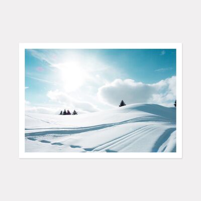 TURQUOISE SNOW SKI ART PRINT - A3 (42cm x 29.7cm) unframed print