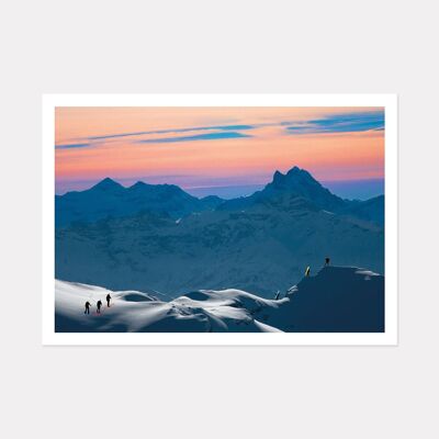 ELECTRIC SUMMIT, SKI ART PRINT - A3 (42cm x 29.7cm) unframed print