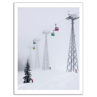 ELECTRIC BUBBLE, SKI ART PRINT - A2 (59.4cm x 42cm) unframed print