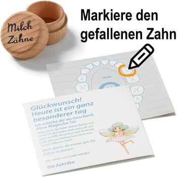 ( DEUTSCH ) Zahnfee Zahndose Milchzähne Mädchen und Lampe Nachtlicht Zahnfee Milchzahndose Zahndose aus Holz inkl. Grußkarte 10