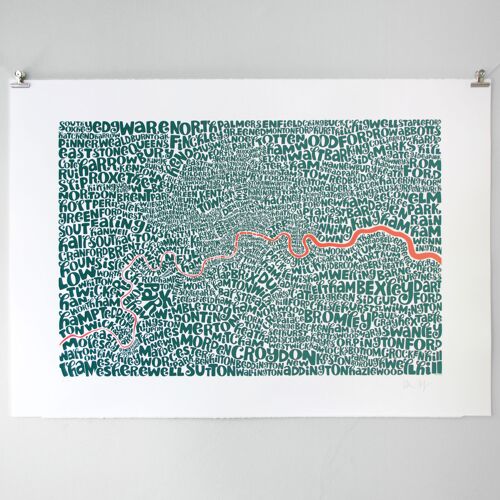 Map of Greater London - Teal/Peach