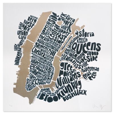 Karte von NYC - gold/anthrazit