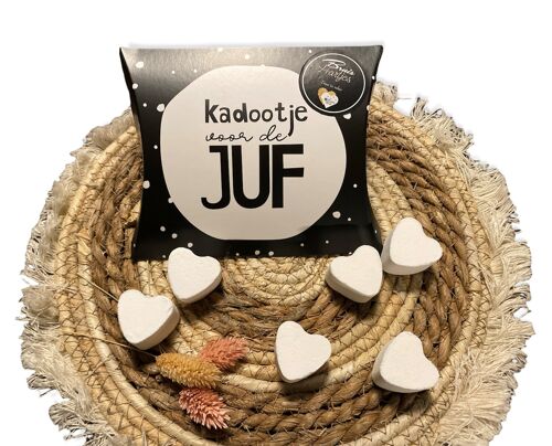 Gondeldoosje met bruishartjes "Kadootje voor de juf"