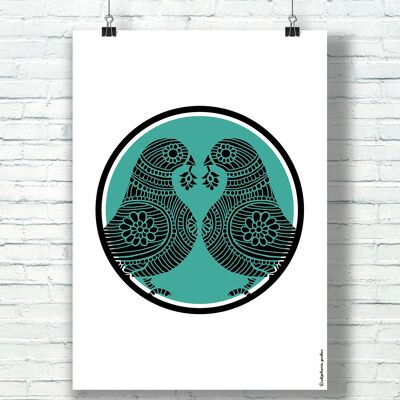 POSTER "Lovebirds" (30 cm x 40 cm) / Von der Illustratorin ©Stéphanie Gerlier