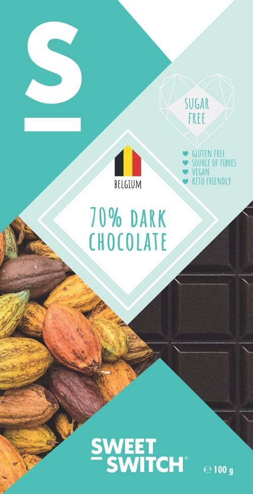 SWEET-SWITCH® 70% Dark Belgian Chocolate 12 x 100 g *KETO*