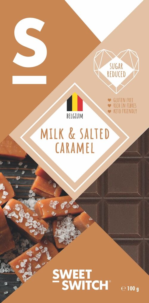 SWEET-SWITCH® Belgian Milk Chocolate + Salted Caramel 12 x 100 g *KETO*