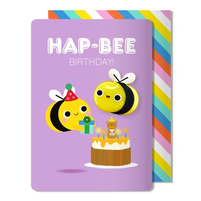 Tarjeta de cumpleaños con imán de abeja