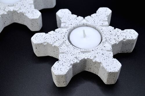 White Concrete Snowflake Tea Light Holder