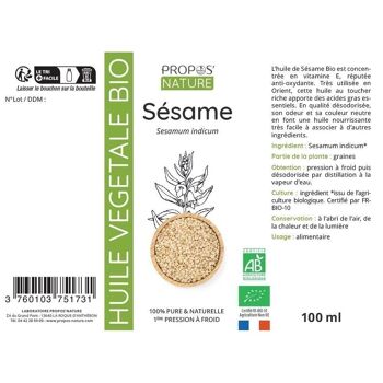 HUILE VEGETALE SESAME DES. 100ml * 8