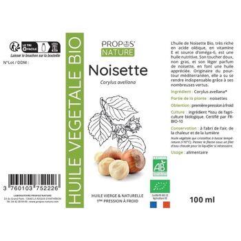 HUILE VEGETALE NOISETTE BIO 100ml* 5