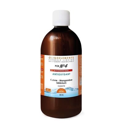 POE N°04 - PREPARATION IN TRACE ELEMENTS - COPPER SELENIUM MANGANESE - CARROT - ANTIOXIDANT - 500ML