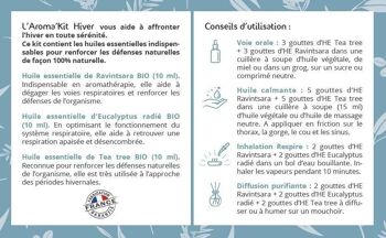 AROMAKIT HIVER - 3 HUILES ESSENTIELLES BIO DE 10 ML - RAVINTSARA, EUCALYPTUS RADIÉ ET TEA TREE 10