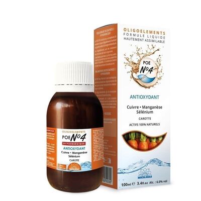 POE N°04 - PREPARATION EN OLIGOELEMENTS - CUIVRE SELENIUM MANGANESE - CAROTTE - ANTIOXYDANT - 100 ML