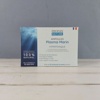 EAU DE MER HYPERTONIQUE -  PLASMA MARIN - SELON LE PROTOCOLE DE QUINTON - 30 000 PPM - 30 AMPOULES 6