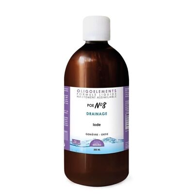 POE N°08 - PREPARATION EN OLIGOELEMENTS - IODE - GENIEVRE & ORTIE - DRAINAGE - 500ML