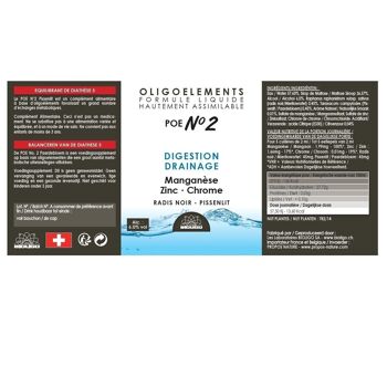 POE N°02 - PREPARATION EN OLIGOELEMENTS - MANGANESE ZINC CHROME - PISSENLIT - DIGESTION & DRAINAGE - 500 ML 5