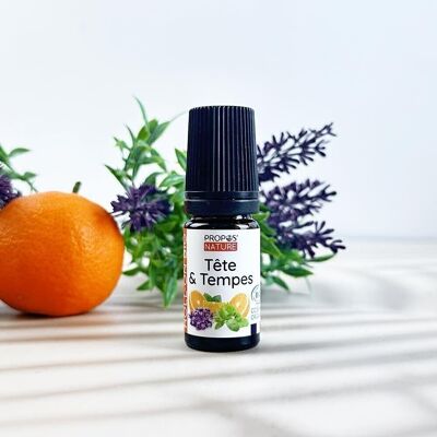 ROLL-ON TESTA E TEMPIE - SINERGIA DI OLI ESSENZIALI BIOLOGICI - LAVANDA, MENTA PIPERITA E ARANCIA - 5ML
