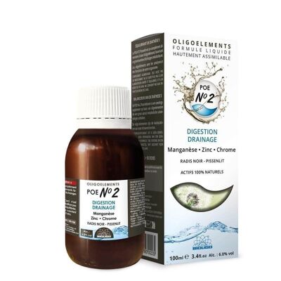 POE N°02 - PREPARATION EN OLIGOELEMENTS - MANGANESE ZINC CHROME - PISSENLIT - DIGESTION & DRAINAGE - 100 ML