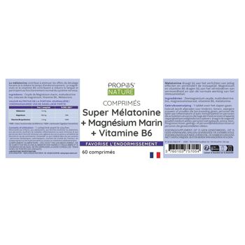 COMPRIMES DE MELATONINE MAGNESIUM & VITAMINE B6 en 60 8