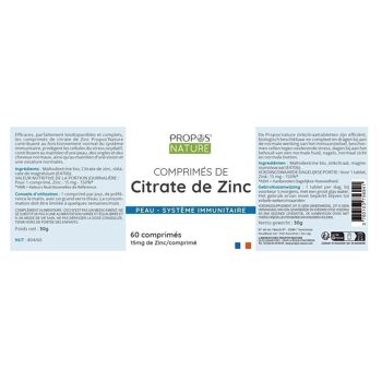 COMPRIMES CITRATE DE ZINC 60 4