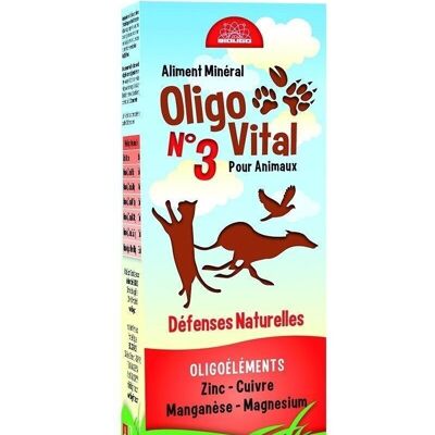 OLIGOVITAL N°3 - VETERINARY SUPPLEMENT - TRACE ELEMENTS FOR ANIMALS - NATURAL DEFENSES - 100 ml