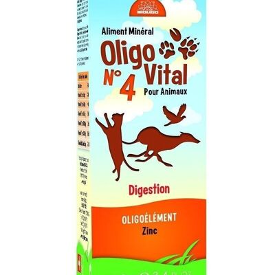OLIGOVITAL N°4 - INTEGRATORE VETERINARIO - OLIGOELEMENTI PER ANIMALI - DIGESTIONE - 100 ml