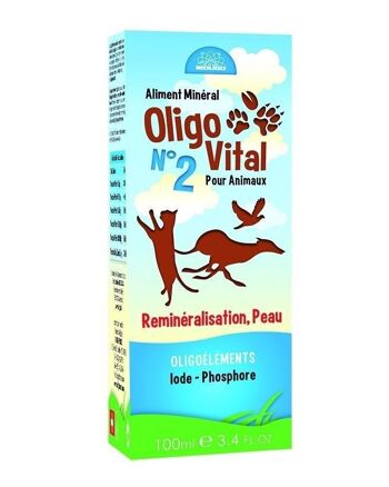 OLIGOVITAL N°2 - COMPLEMENT VÉTÉRINAIRE - OLIGOÉLÉMENTS POUR ANIMAUX - PEAU & POILS - 100 ml 1