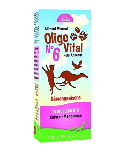 OLIGOVITAL N°6 - COMPLÉMENT VÉTÉRINAIRE - OLIGOÉLÉMENTS POUR ANIMAUX - DÉMANGEAISONS - 100 ml